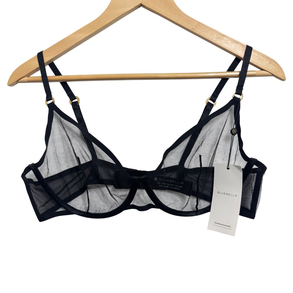 Bluebella Black Sheer Mesh Underwire Bra with Gold Hardware
